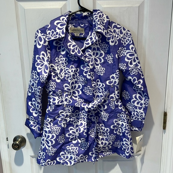 London Fog Kids Periwinkle Floral Jacket Raincoat - Picture 1 of 5